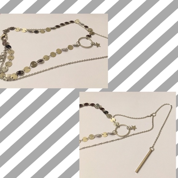 3-$15 Layered Sequin Star+Bar Pendant Y Chain Necklace - Picture 5 of 5